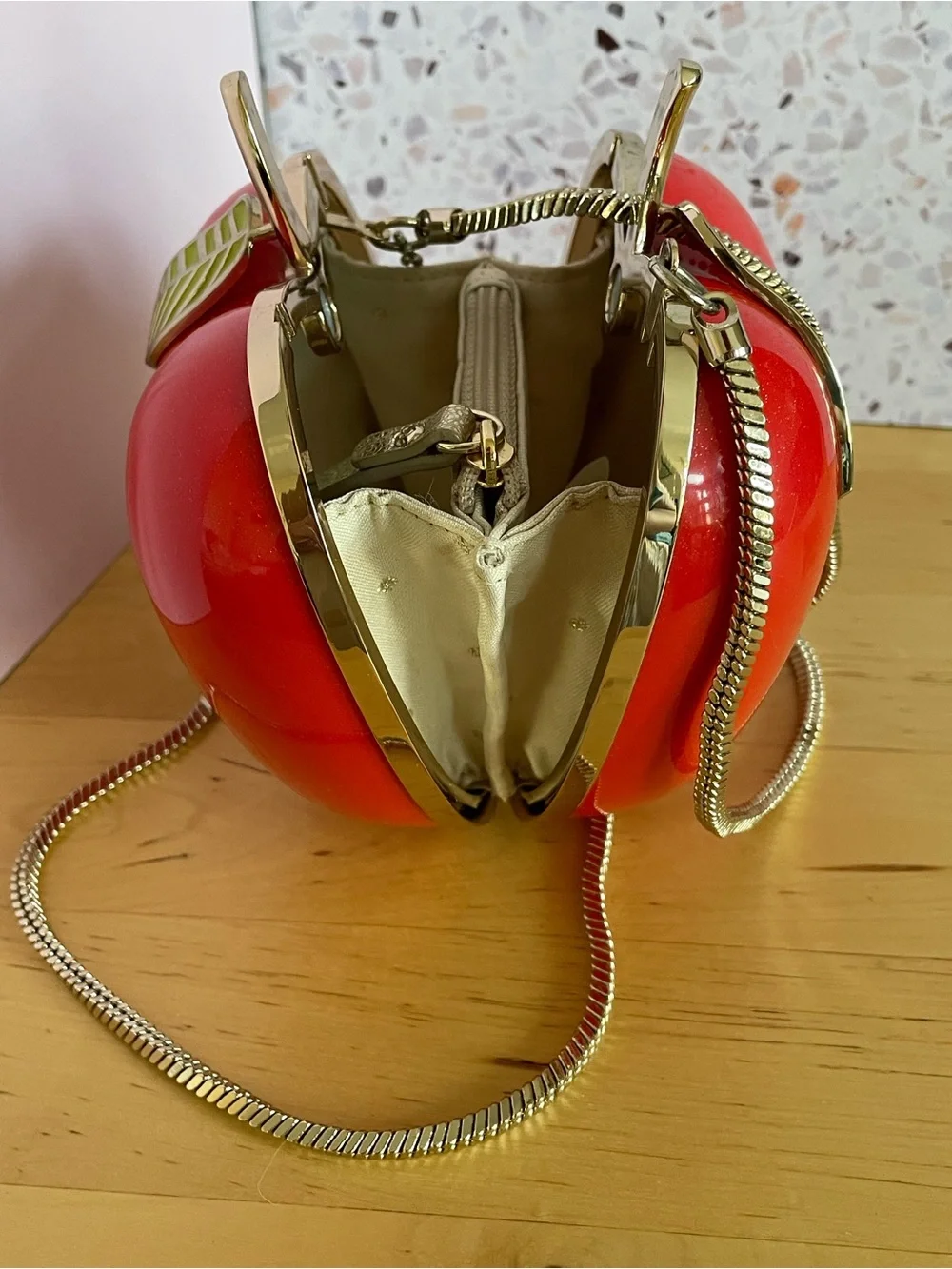 kate spade “Far From The Tree” 3D Apple Resin Clutch & Crossbody